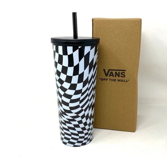 VANS Tall Tumbler Family Exclusive White Black Check Stainless Steel VN000CEFN0A - Picture 1 of 6